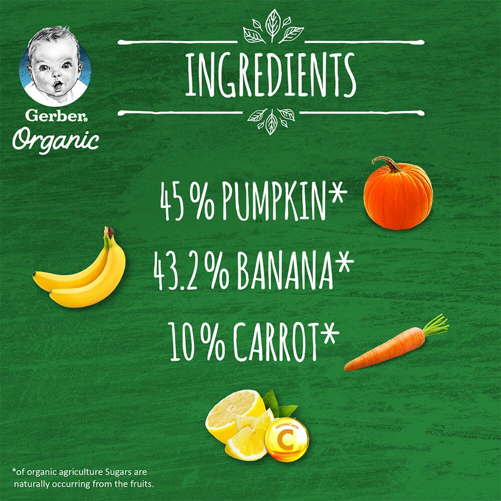 GERBER ORGANIC PUMPKIN BANANA CARROT 90gm