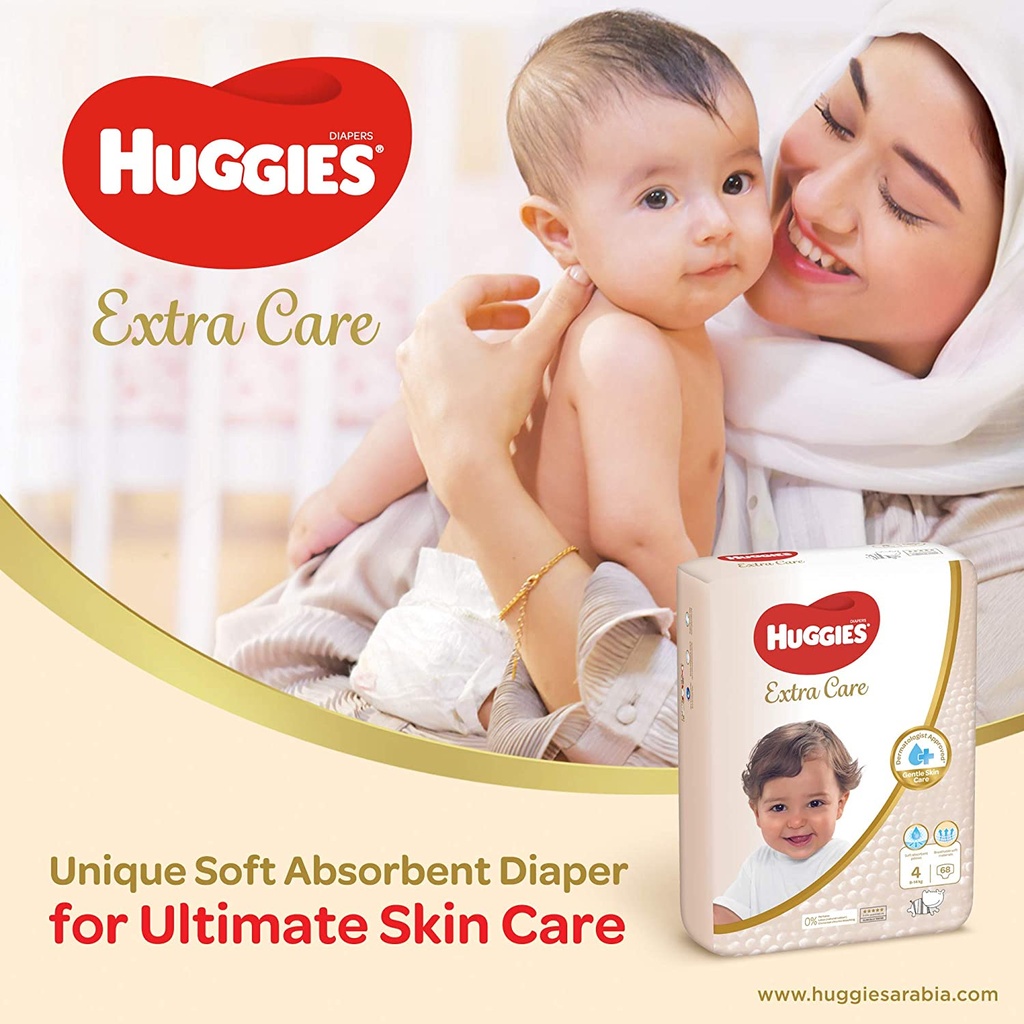 HUGGIES EXTRA CARE LARGE NO 4 2 X 68