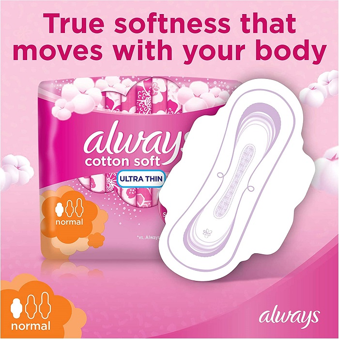 Always Sanitary Napkin Ultra Thin Normal Cotton Feel 10 Pieces