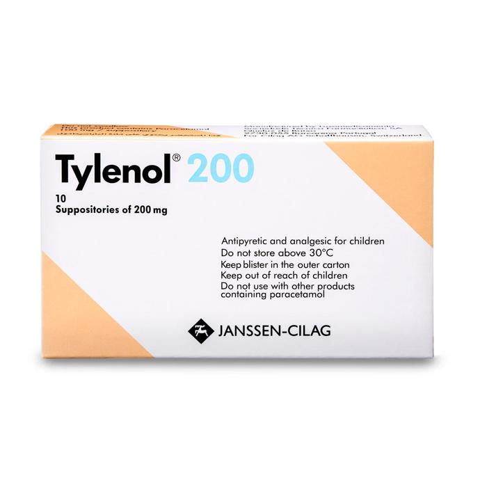 TYLENOL 200 MG 10 SUPP