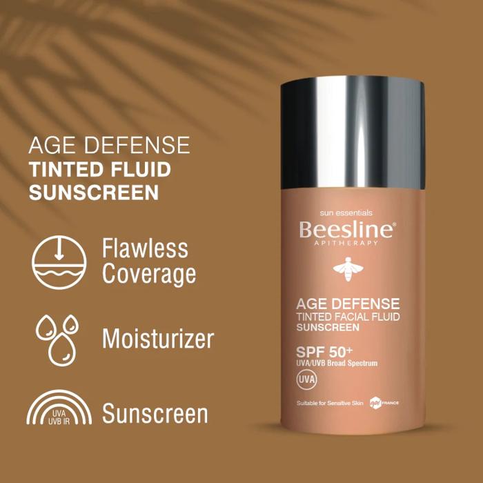 BEESLINE AGE DEFENSE TINTED FACIAL FLUID SUNSCREEN SPF50  40 ML