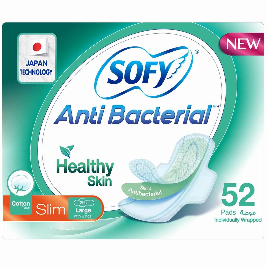 SOFY ANTI BACTERIAL HEALTHY SKIN 29 CM  52 PAD 1 Pack