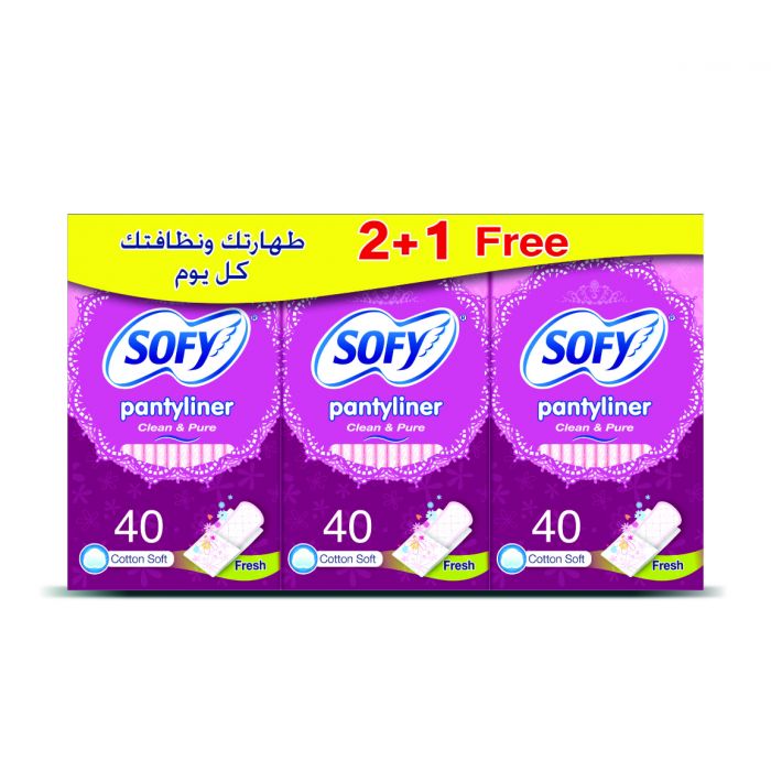 SOFY PANTYLINER CLEAN PURE FRESH  40 Pad 2 + 1 FREE  1 Pack