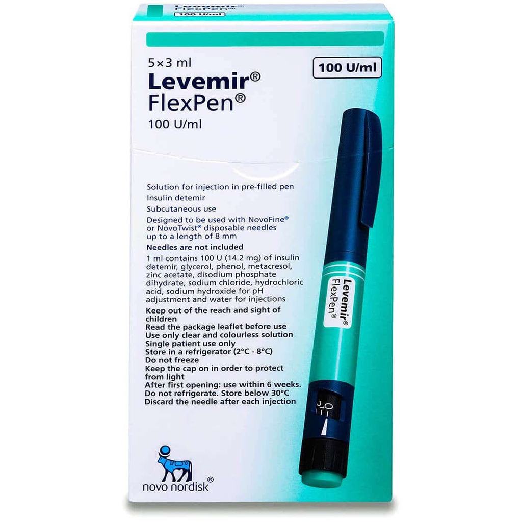 LEVEMIR FLEX PEN 100IU/ML 5 PENS