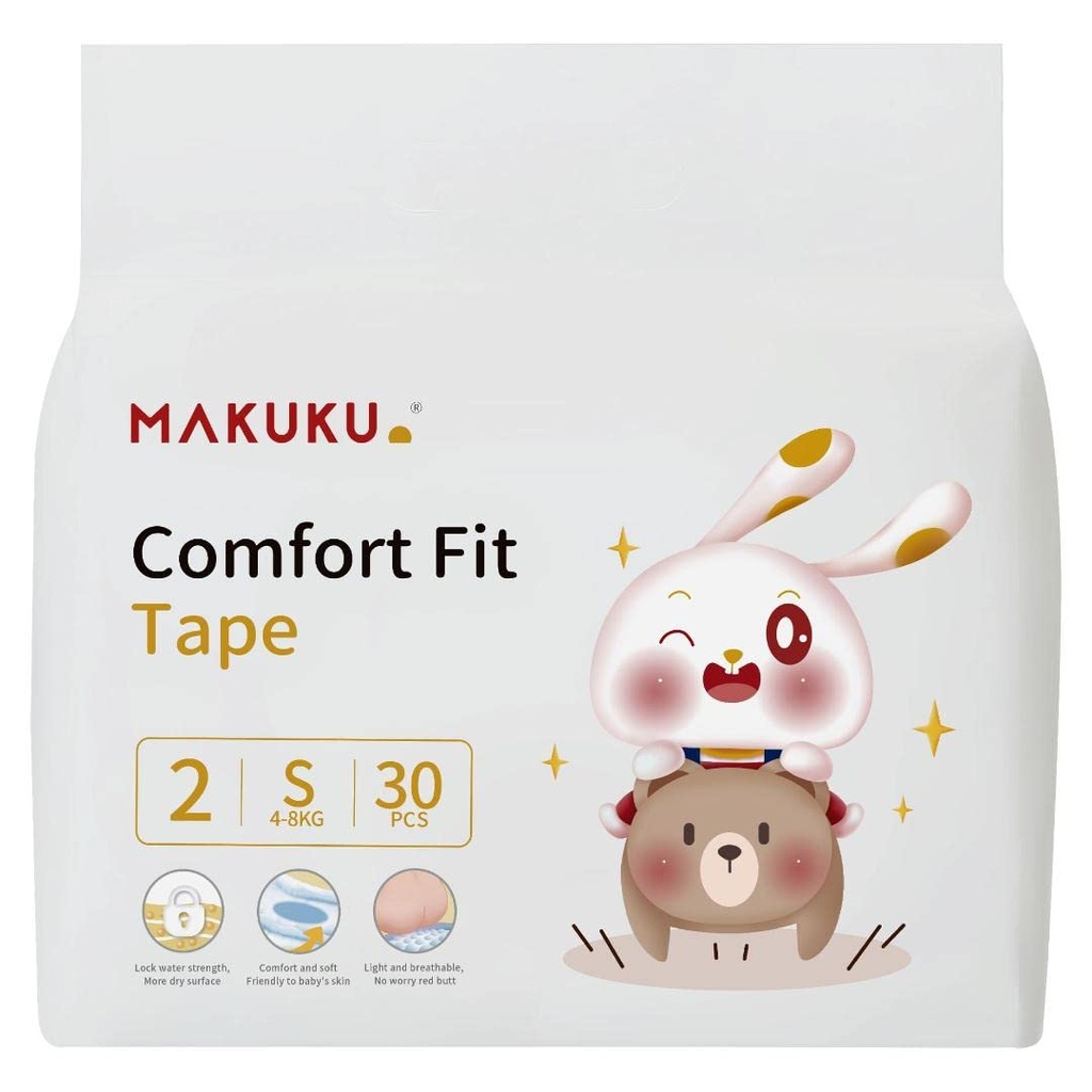 MAKUKU COMFORT FIT TAPE NO-2 (4-8 KG) 30 DIAPERS 8901