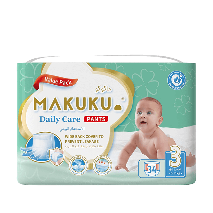 MAKUKU DAILY CARE PANTS NO 3 M (6-11KG)34 DIAPER 0289