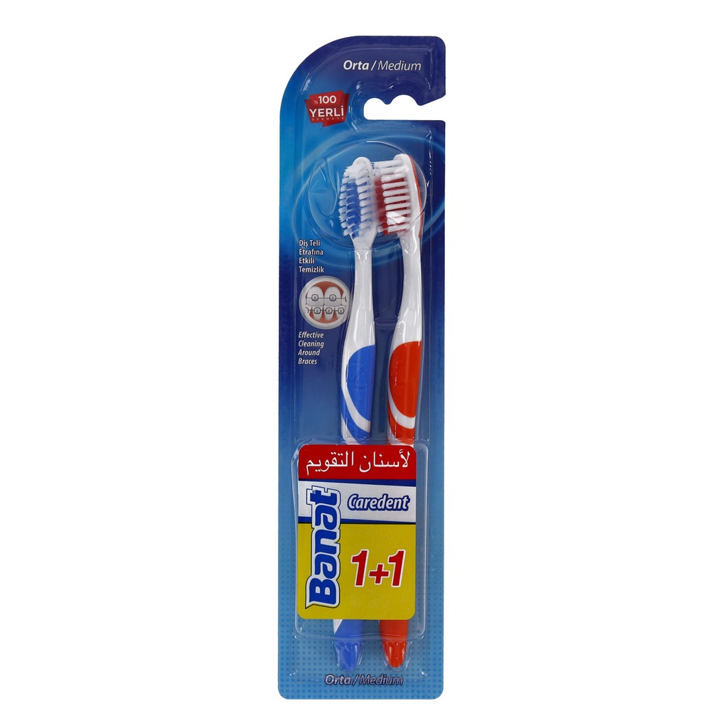 Banat Toothbrush Caredent Medium 1+1 Free