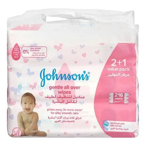 JOHNSONS GENTLE ALL OVER WIPES 3X72