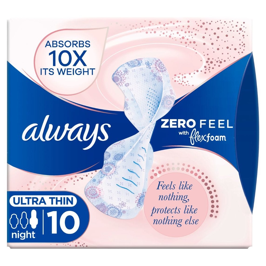 ALWAYS ZERO FEEL NIGHT 10 Pad 1 Pack