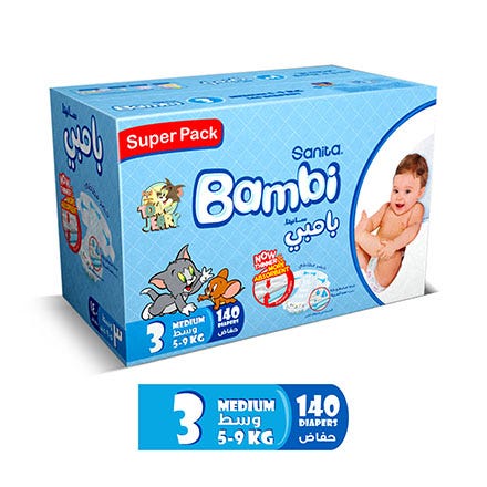 BAMBI NO 3 MEDIUM 5-9 KG 140 Diaper 1 Pack   