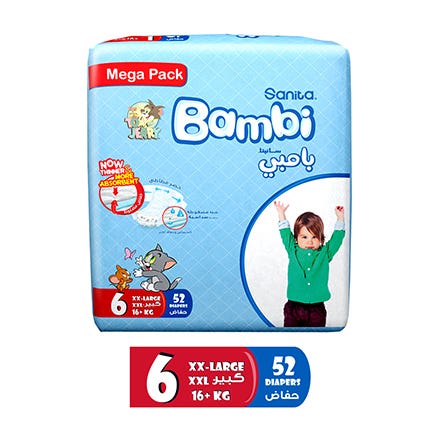 BAMBI XXL NO6 MEGA 52 Diaper 1 Pack  