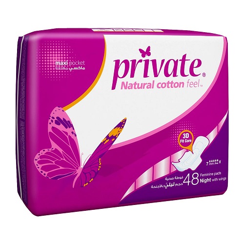 PRIVATE MAXI WINGS NIGHT 48 Pads  1 Pack