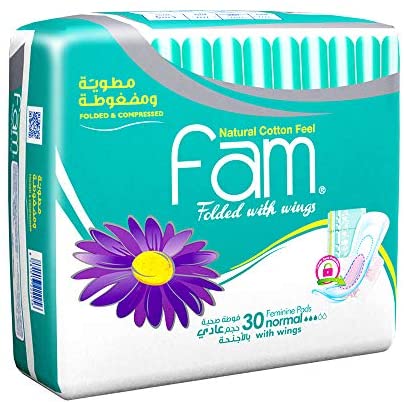 FAM  COTTON FEEL NORMAL WITH WINGS 30 Pad 1 Pack