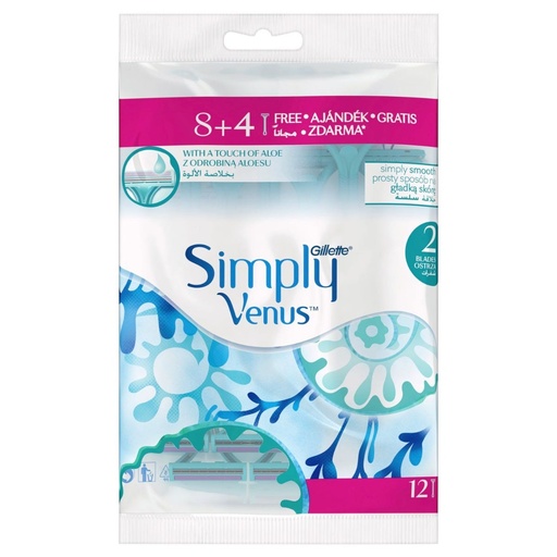 GILLETTE SIMPLY VENUS RAZORS 8+ 4 FREE