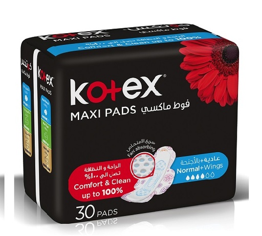 KOTEX MAXI PADS NORMAL + WINGS COCO 6 X 30