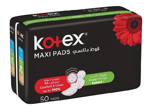 KOTEX MAXI SUPER +WINGS 50 PAD 4 X 50 COCO