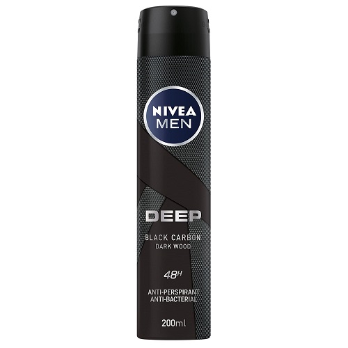 NIVEA DEEP BLACK CARBON DARK WOOD SPRAY 200 ML 