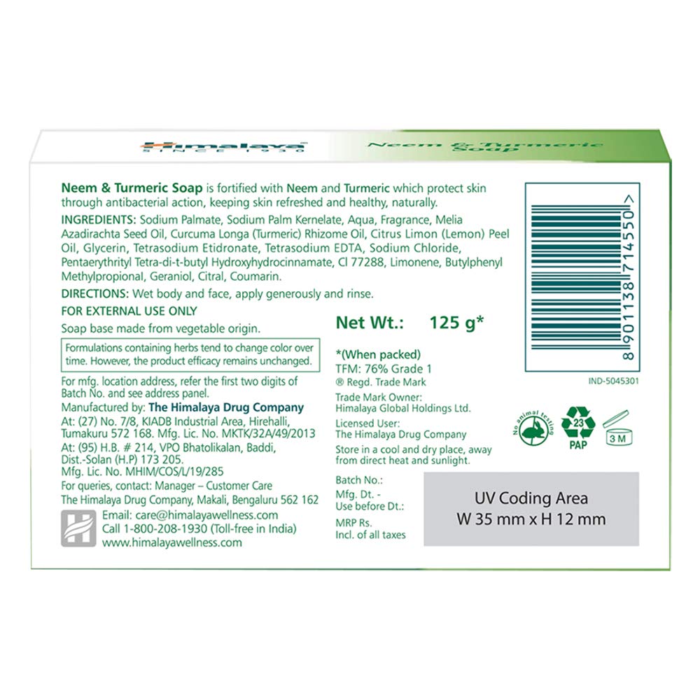 HIMALAYA NEEM & TURMERIC PROTECTING SOAP 125G