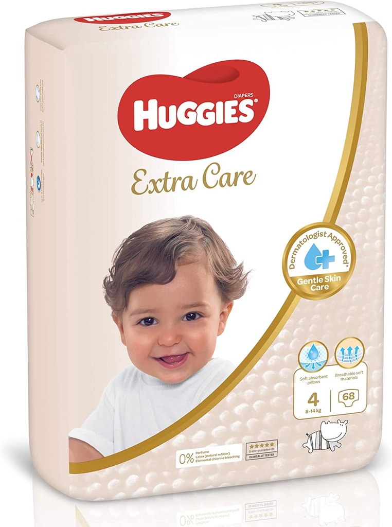 HUGGIES EXTRA CARE LARGE NO 4 2 X 68