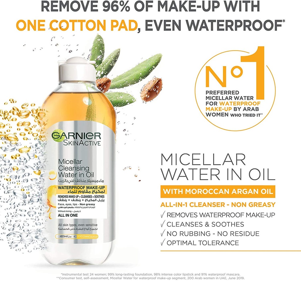 GARNIER MICELLAR CLEANSING WATER IN OIL 400  ML