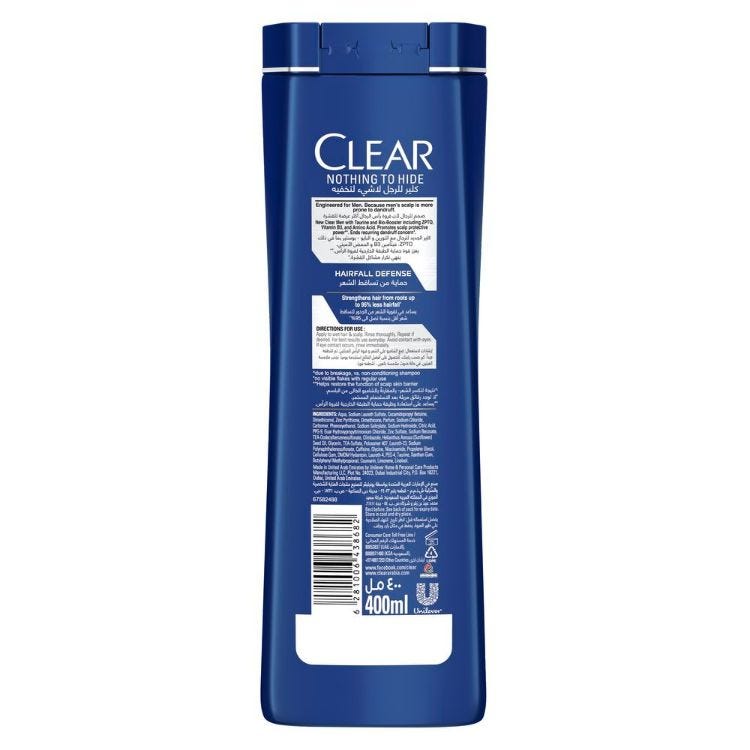 CLEAR SHAMPOO HAIR FALL DEFENSE MEN 400 ML