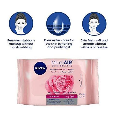 NIVEA MICELLAIR ROSE WATER WIPS 25 PCS