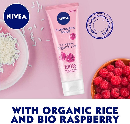 NIVEA GLOWING RICE SCRUB RASPBERRY 75 ML