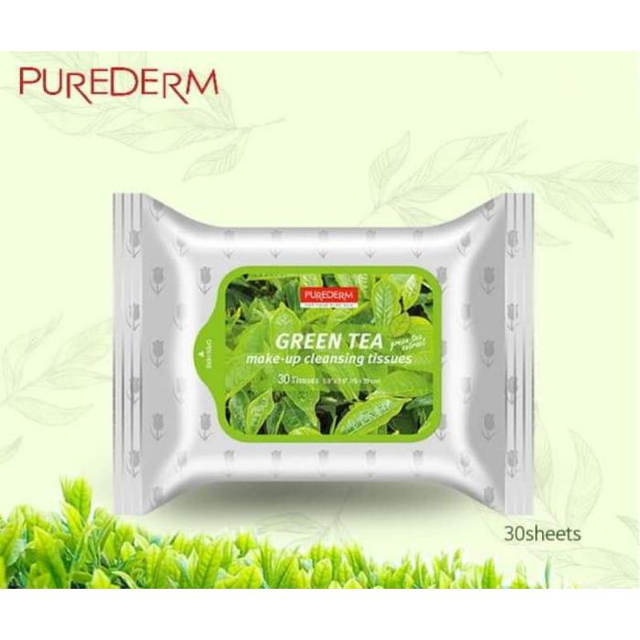 PUREDERM GREEN TEA MAKE UP CLEANSING TISSUES 30 PC