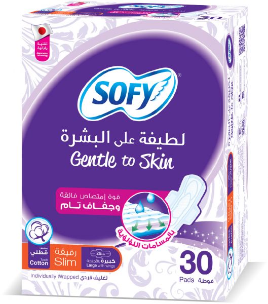 SOFY SLIM LARGE  GENTLE TO SKIN 29 CM 30 Pad  1 Pack