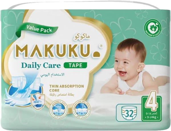 MAKUKU DAILY CARE TAPE NO 4 L (9-14KG)32 DIAPER 0265