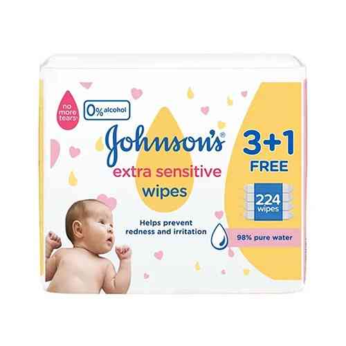 JOHNSON EXTRA SENSITIVE WIPS 3 + 1 FREE 224 WIP
