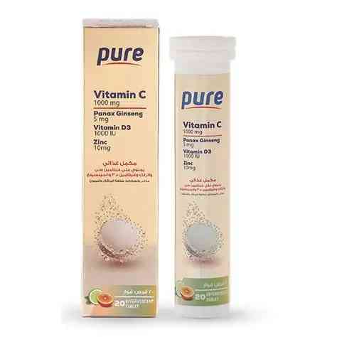 بيور فيتامين سي وزنك وفيتامين د 20 فرص فوار
