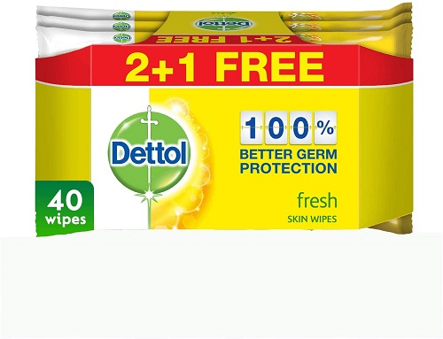 DETTOL WIPES FRESH 40 WIPES 2+1 FREE