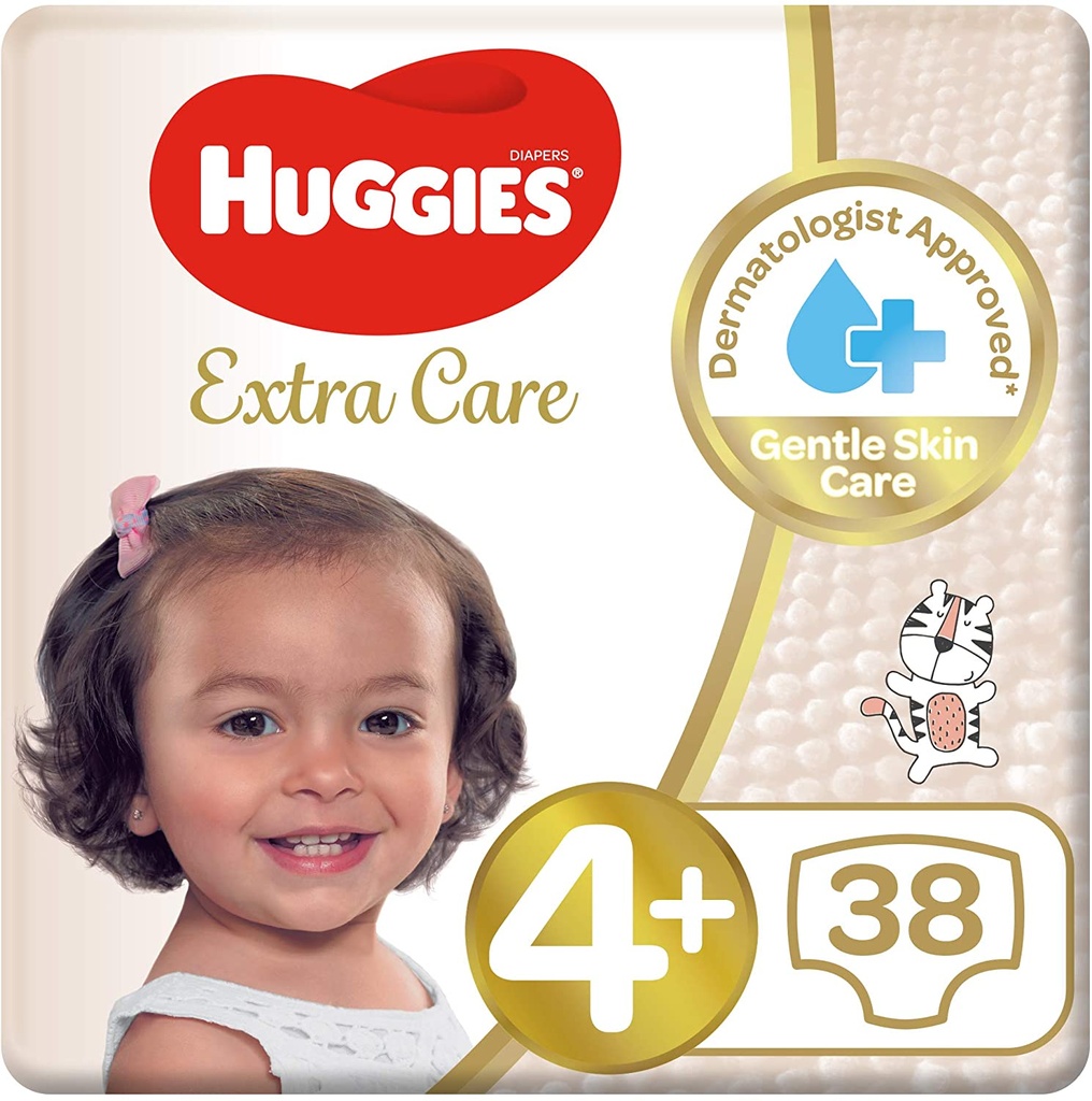 HUGGIES EXTRA CARE LARG PLUS NO 4+ 2 X 38