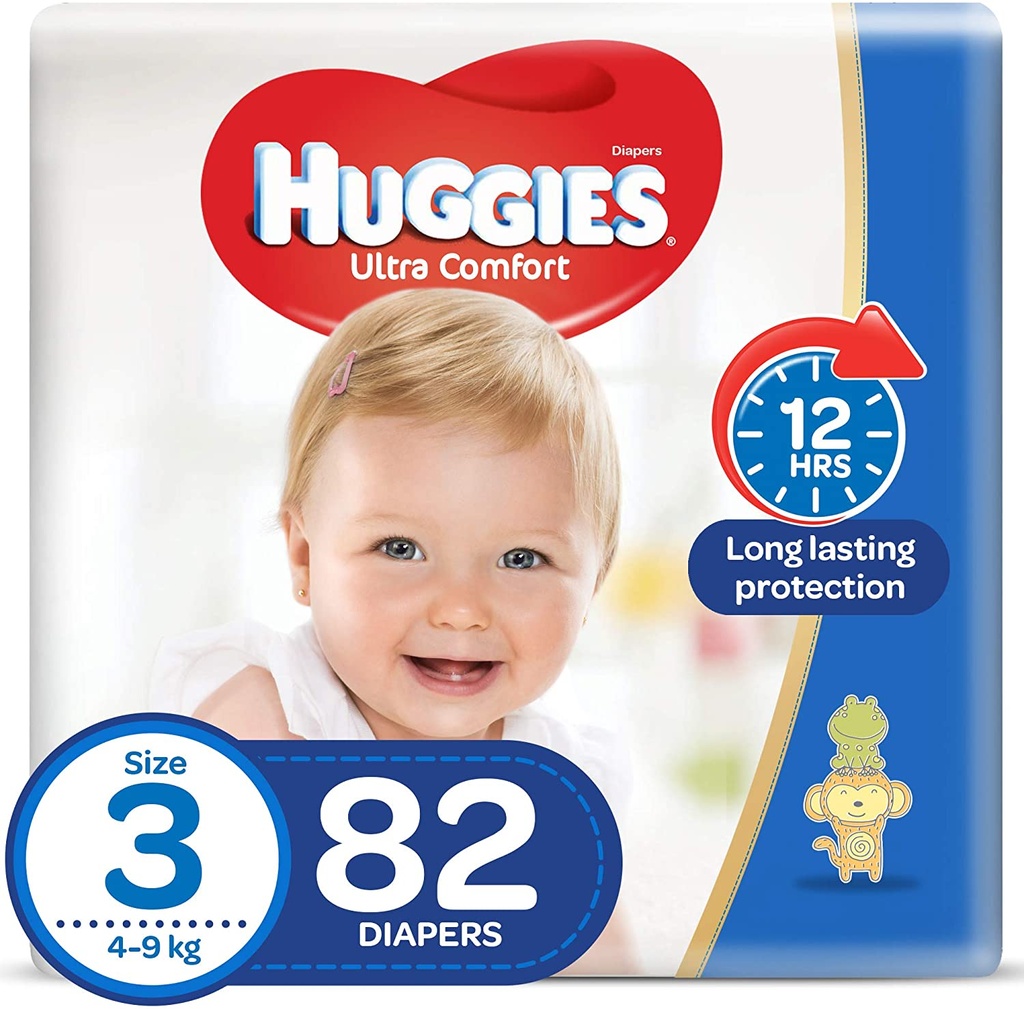 HUGGIES ULTRA COMFORT NO 3 MEDIUM 2 X 82 