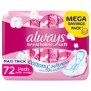 ALWAYS BREATHABLE SOFT LARGE COTTON TOUCH  72 Pad 1 Pack