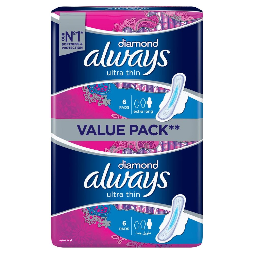 Always Sanitary Napkin Diamond Ultra Extra Long 12 Pad 1 Pack