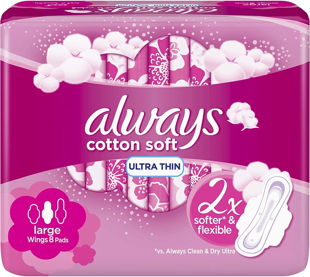 Always Sanitary Napkin Ultra Thin Cotton Feel Long 8 Pieces