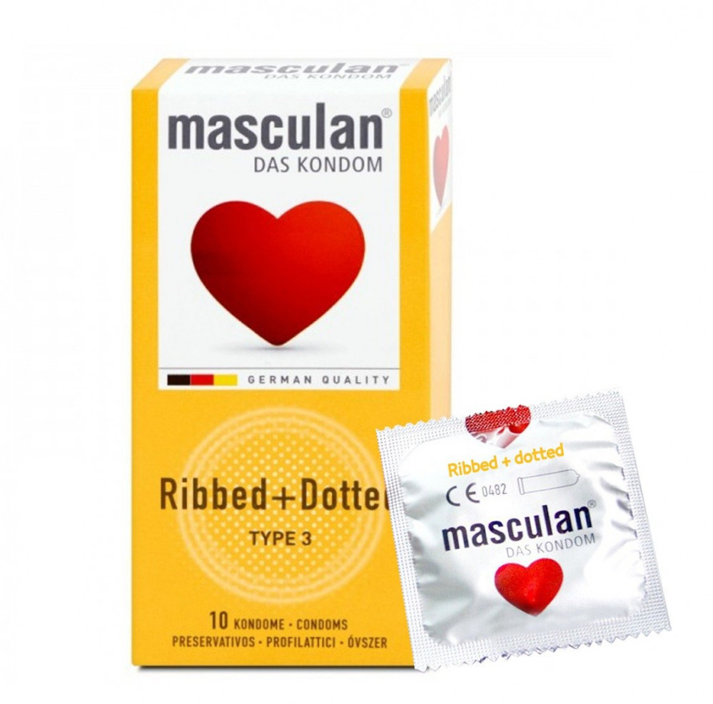 MASCULAN RIBBED + DOTTED 10 CONDOMS