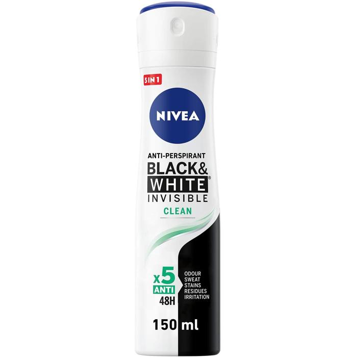 NIVEA  INVISIBLE FOR BLACK WHITE CLEAN SPRAY 150ML