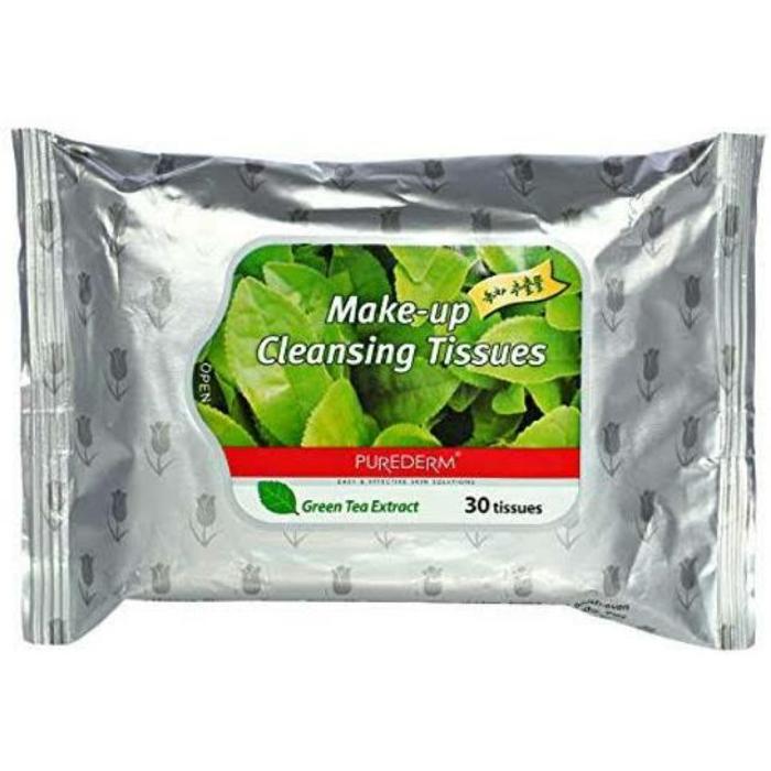 PUREDERM GREEN TEA MAKE UP CLEANSING TISSUES 30 PC