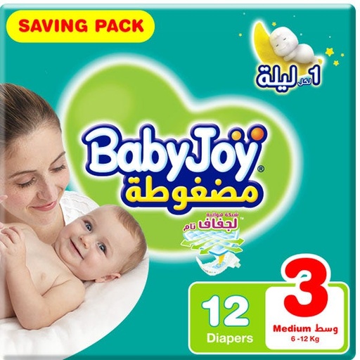 Baby Joy Diapers Compressed Diamond Pad Medium #3 12 Diaper   1 Pack