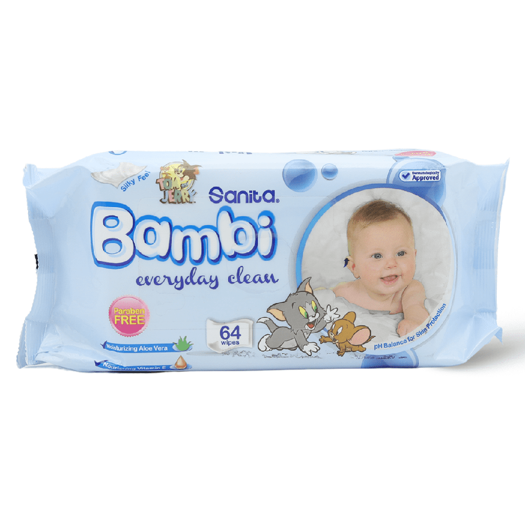 Bambi Baby Wipes Aloe Vera 64 Pieces