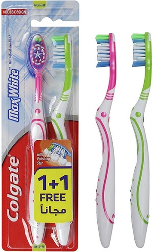 كولجيت فرشاه اسنان ماكس وايت 1+1 مجانا