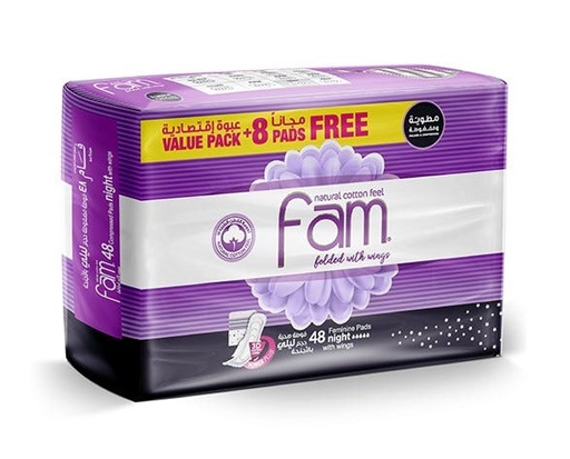 FAM  COTTON FEEL NIGHT WITH WINGS 6X 48 1 Pack