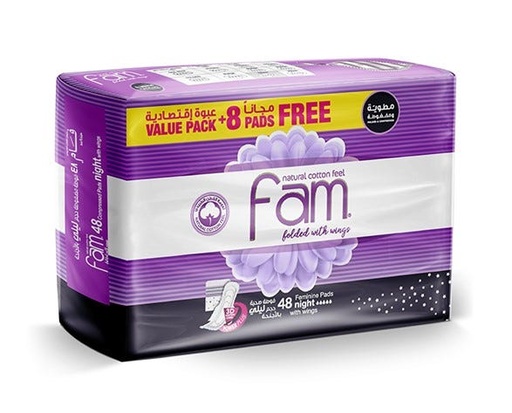 FAM  COTTON FEEL NIGHT WITH WINGS 6X 48