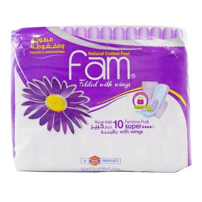 FAM  COTTON FEEL NORMAL  WITH WINGS 10 Pad 1 Pack