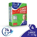 FINE BABY GREEN NO4  LARGE 7 -17  KG  74  Diaper 1 Pack