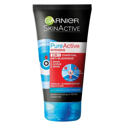 GARNIER 3X1 ANTI BLACKHEAD CHARCOAL 150 ML