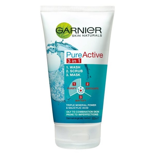 GARNIER PURE ACTIVE 3 IN 1 WASH MASK SCRUB 150 ML